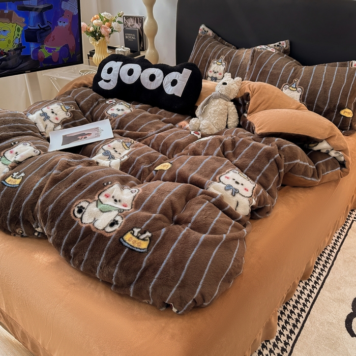 91家纺网 家纺一手货源 找家纺 仟网汇 2025新款兔毛绒印花四件套 可爱多