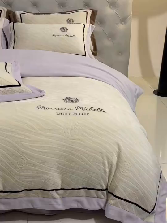 91家纺网 家纺一手货源 找家纺 优悦生活馆 2025新款雕花绒牛奶绒刺绣四件套-山茶花语 山茶花语-紫