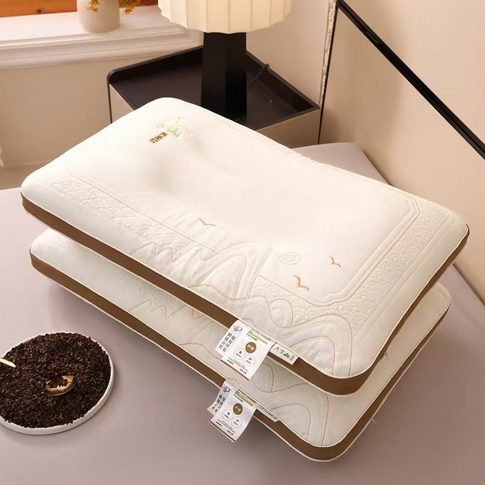 91家纺网 家纺一手货源 找家纺 （总）剑桥枕业 2025新款大凉山荞麦枕头全棉咖啡边荞麦枕芯（款式2）