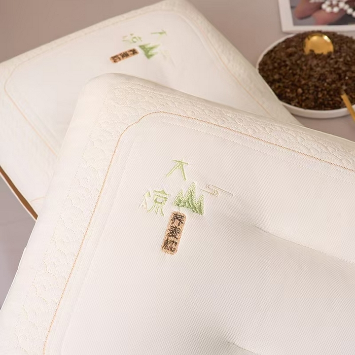 91家纺网 家纺一手货源 找家纺 （总）剑桥枕业 2025新款大凉山荞麦枕头全棉咖啡边荞麦枕芯（款式2）