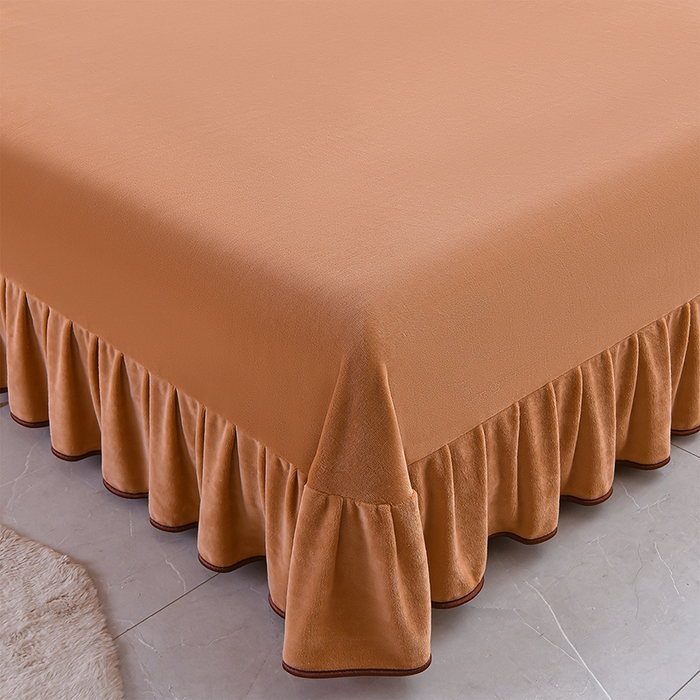 91家纺网 家纺一手货源 找家纺 赛丽雅 2025新款牛奶绒床裙四件套8-9斤法莱绒直播爆款日产2万套 豹纹咖