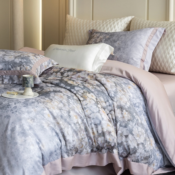 91家纺网 家纺一手货源 找家纺 （总）黑白森林 2025新款高支天丝棉磨毛数码印花四件套