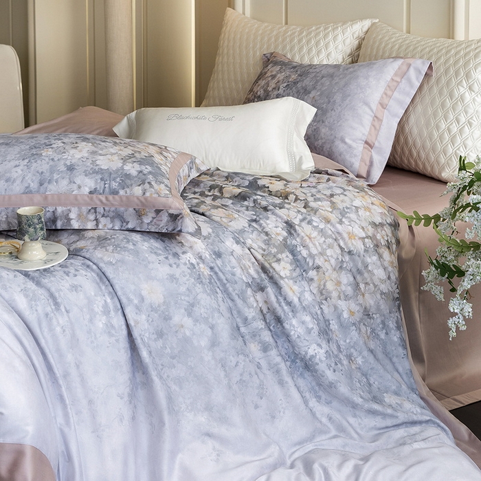 91家纺网 家纺一手货源 找家纺 （总）黑白森林 2025新款高支天丝棉磨毛数码印花四件套