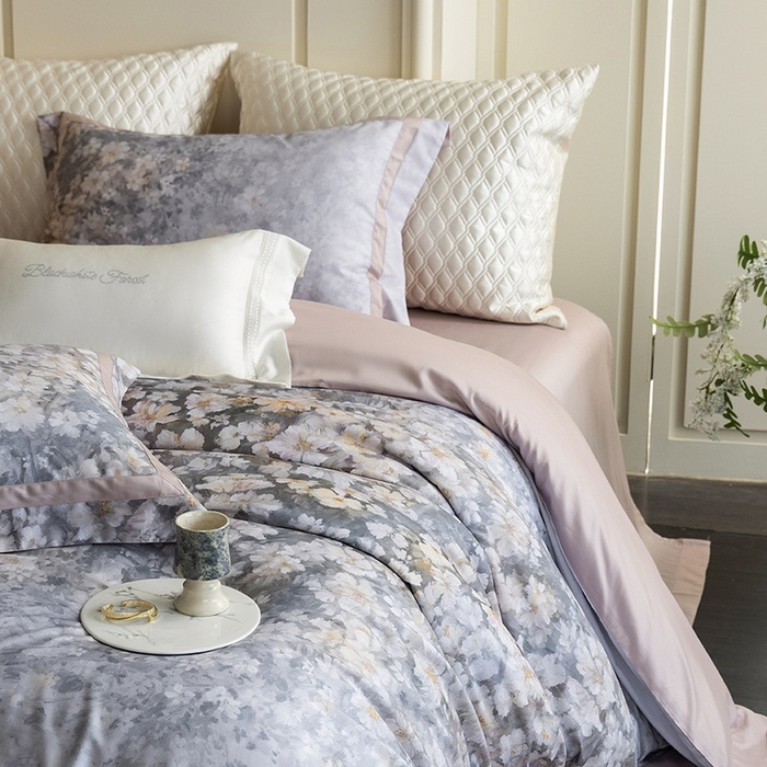 91家纺网 家纺一手货源 找家纺 （总）黑白森林 2025新款高支天丝棉磨毛数码印花四件套