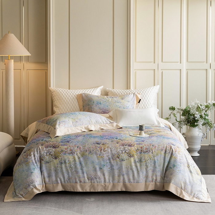 91家纺网 家纺一手货源 找家纺 （总）黑白森林 2025新款高支天丝棉磨毛数码印花四件套