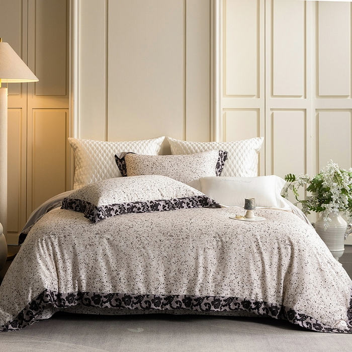 91家纺网 家纺一手货源 找家纺 （总）黑白森林 2025新款高支天丝棉磨毛数码印花四件套