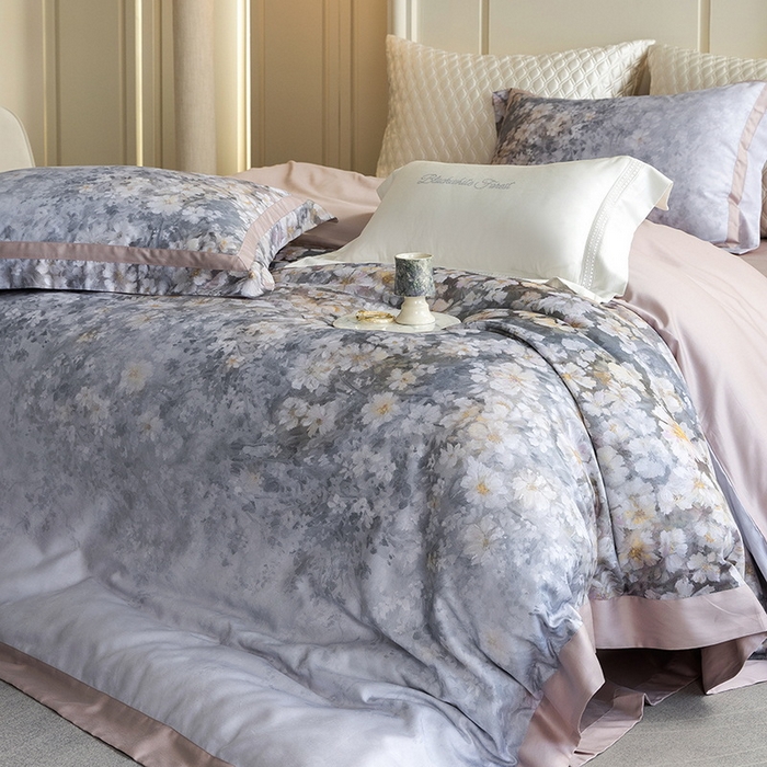 91家纺网 家纺一手货源 找家纺 （总）黑白森林 2025新款高支天丝棉磨毛数码印花四件套