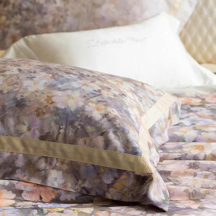 91家纺网 家纺一手货源 找家纺 黑白森林 2025新款高支天丝棉磨毛数码印花四件套 浪漫满屋-驼