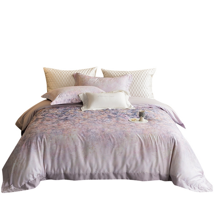 91家纺网 家纺一手货源 找家纺 黑白森林 2025新款高支天丝棉磨毛数码印花四件套 浪漫满屋-紫