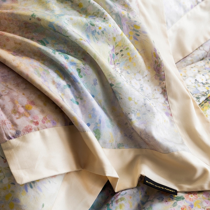 91家纺网 家纺一手货源 找家纺 黑白森林 2025新款高支天丝棉磨毛数码印花四件套 素雅-绿