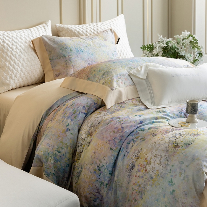 91家纺网 家纺一手货源 找家纺 黑白森林 2025新款高支天丝棉磨毛数码印花四件套 素雅-绿