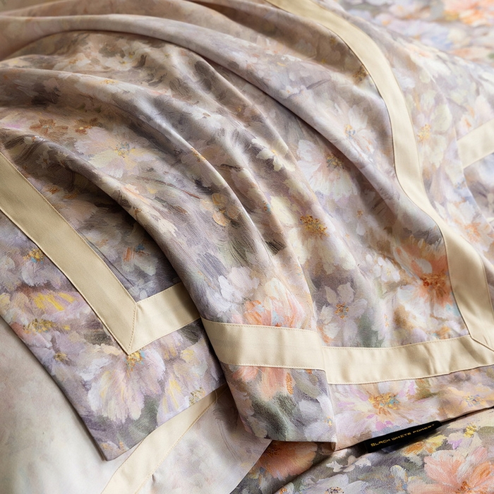 91家纺网 家纺一手货源 找家纺 黑白森林 2025新款高支天丝棉磨毛数码印花四件套 浪漫满屋-驼