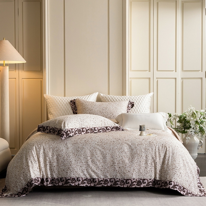 黑白森林 2025新款高支天丝棉磨毛数码印花四件套 洛可可-咖