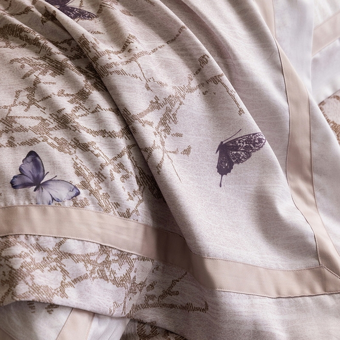 91家纺网 家纺一手货源 找家纺 黑白森林 2025新款高支天丝棉磨毛数码印花四件套 竹影-粉