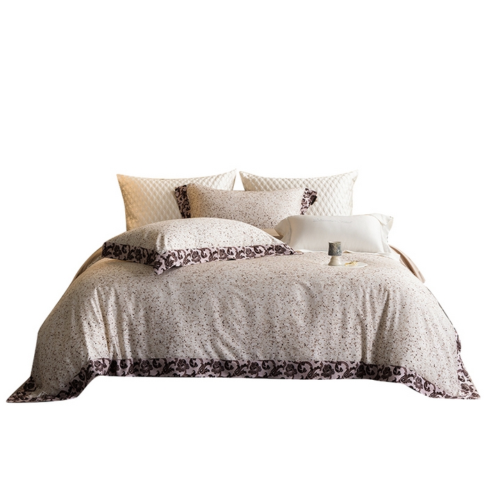 91家纺网 家纺一手货源 找家纺 黑白森林 2025新款高支天丝棉磨毛数码印花四件套 洛可可-咖