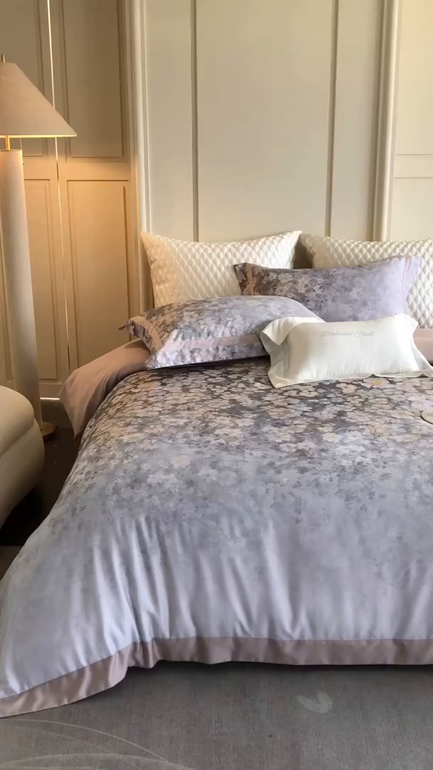 91家纺网 家纺一手货源 找家纺 （总）黑白森林 2025新款高支天丝棉磨毛数码印花四件套