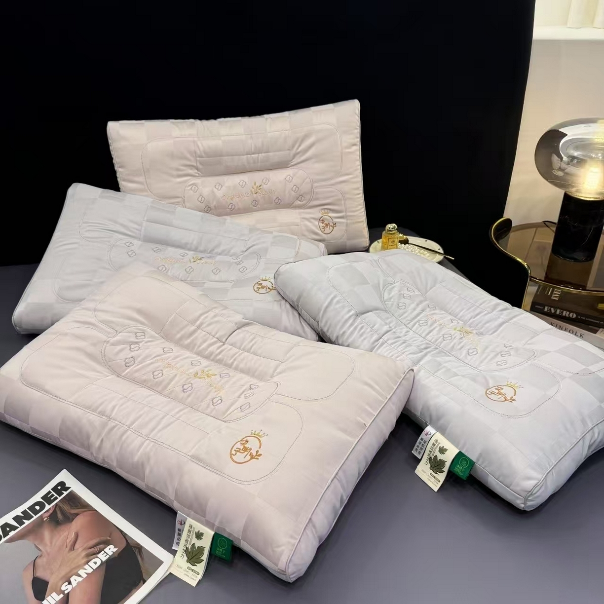 91家纺网 家纺一手货源 找家纺 （总）剑桥枕业 2025新款大格子提花决明子枕头定型护颈枕芯