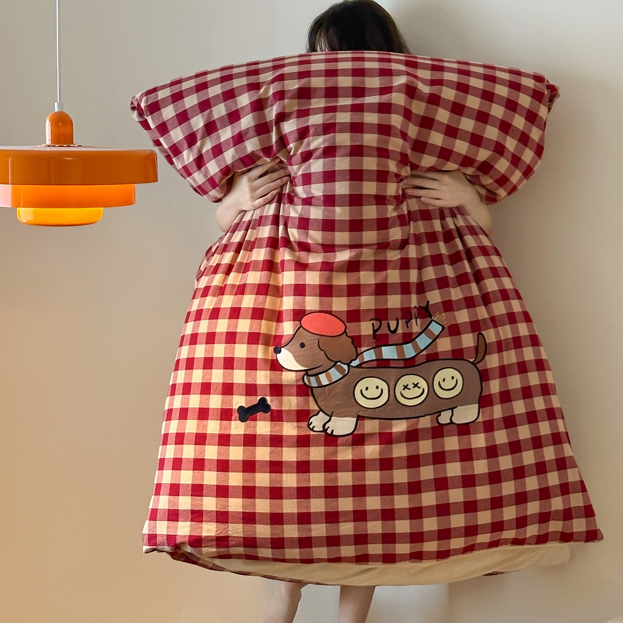 91家纺网 家纺一手货源 找家纺 （总）RYB红黄兰 2025新款设计师原创A面全棉色织水洗棉+B面婴儿绒贴布绣四件套