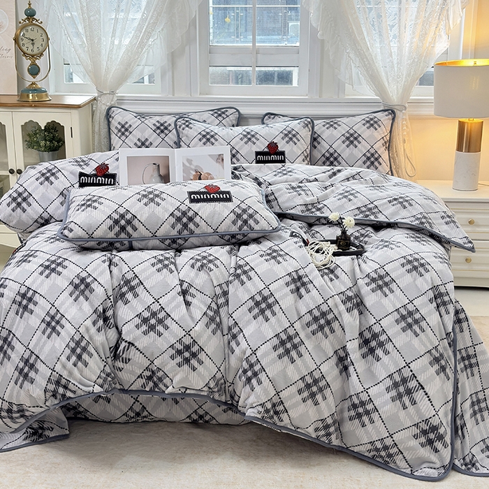 91家纺网 家纺一手货源 找家纺 （总）茗婷家纺 2025新款牛奶绒防水被套床单枕套四件套图供跨境外贸