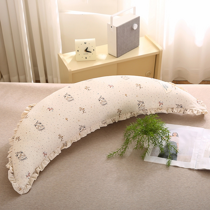 91家纺网 家纺一手货源 找家纺 蔻眠 多功能棉麻月亮长抱枕夹腿抱枕芯月亮枕头 乐园