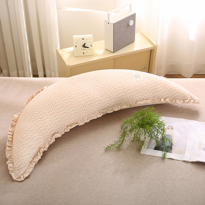 91家纺网 家纺一手货源 找家纺 蔻眠 多功能棉麻月亮长抱枕夹腿抱枕芯月亮枕头 蝴蝶结