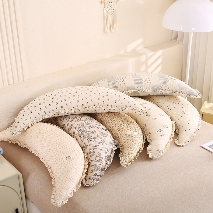 91家纺网 家纺一手货源 找家纺 蔻眠 多功能棉麻月亮长抱枕夹腿抱枕芯月亮枕头 主图