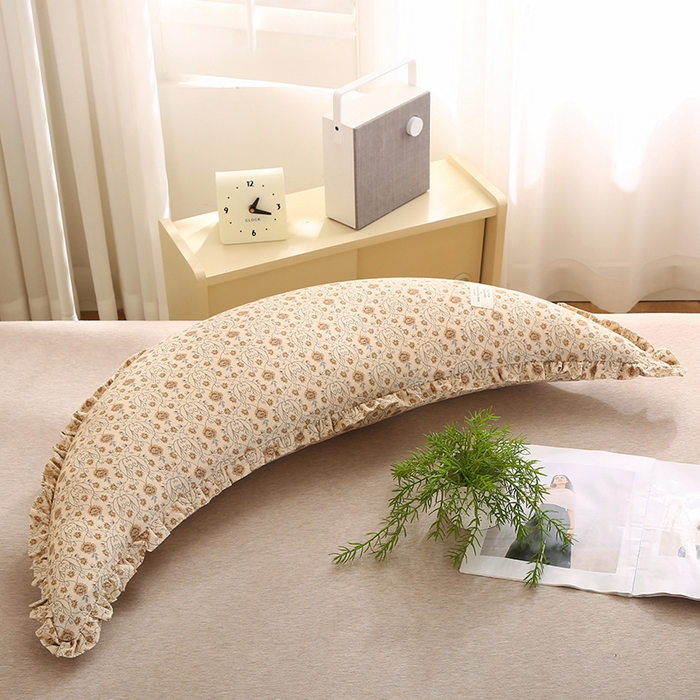 91家纺网 家纺一手货源 找家纺 蔻眠 多功能棉麻月亮长抱枕夹腿抱枕芯月亮枕头 雏菊