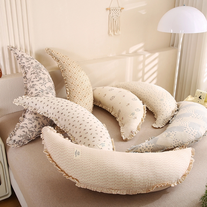 91家纺网 家纺一手货源 找家纺 蔻眠 多功能棉麻月亮长抱枕夹腿抱枕芯月亮枕头 主图