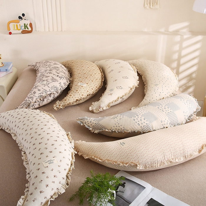 91家纺网 家纺一手货源 找家纺 蔻眠 多功能棉麻月亮长抱枕夹腿抱枕芯月亮枕头 主图