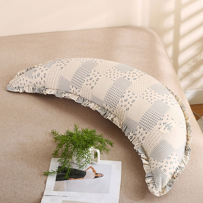 91家纺网 家纺一手货源 找家纺 蔻眠 多功能棉麻月亮长抱枕夹腿抱枕芯月亮枕头 拼格