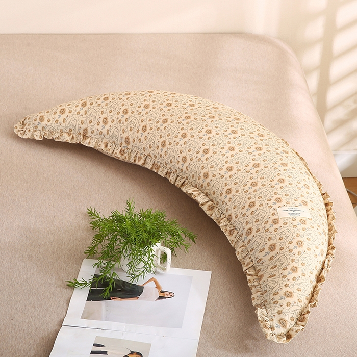 91家纺网 家纺一手货源 找家纺 蔻眠 多功能棉麻月亮长抱枕夹腿抱枕芯月亮枕头 雏菊