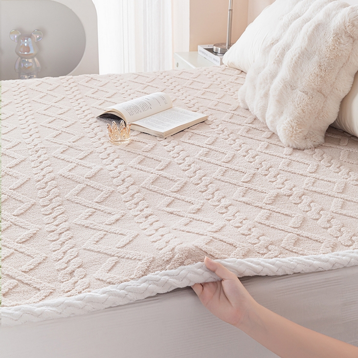 91家纺网 家纺一手货源 找家纺 芙宁娜家纺 2025新款秋冬家用塔芙绒床单加绒加厚保暖床笠床单保护罩 米咖