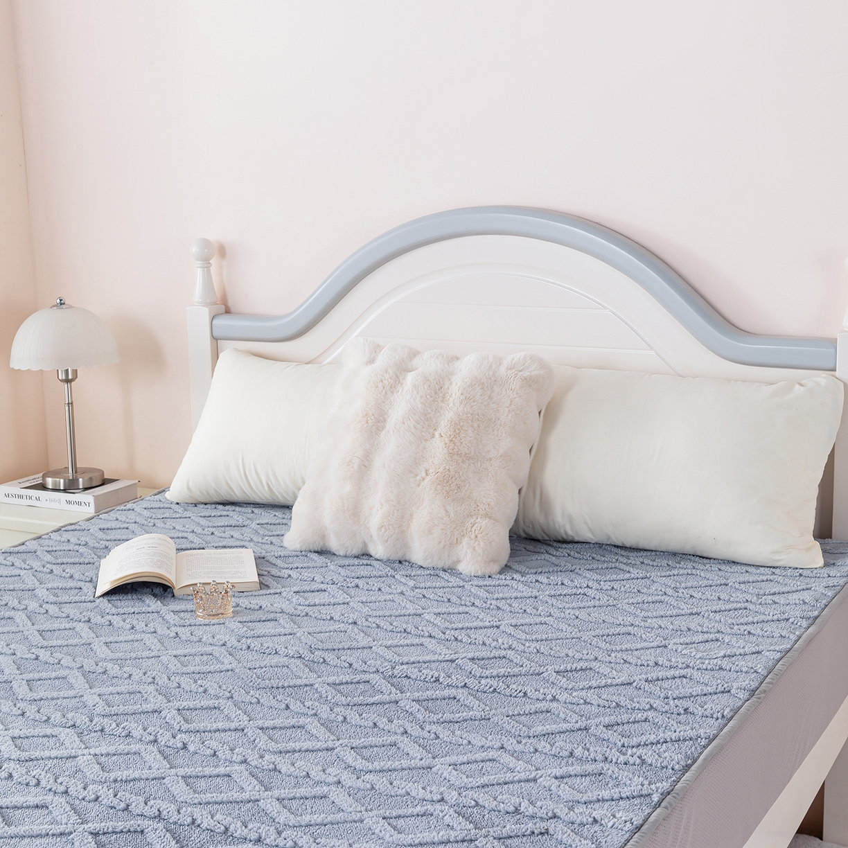 91家纺网 家纺一手货源 找家纺 芙宁娜家纺 2025新款秋冬家用塔芙绒床单加绒加厚保暖床笠床单保护罩 黛蓝灰