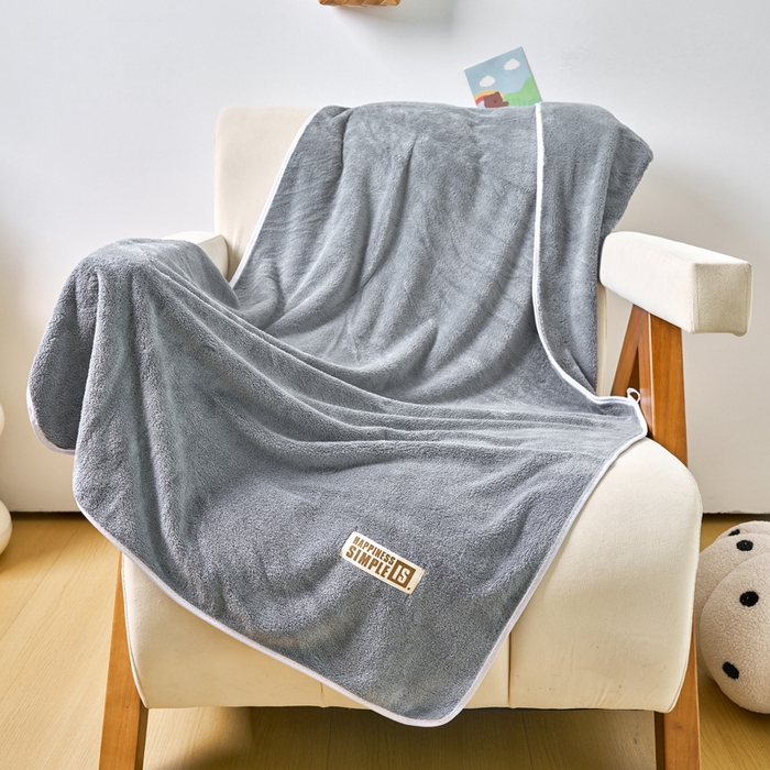 棠薇家纺 2025新款速干浴巾厚款强吸水超细纤维浴巾毛巾套件 单浴巾-灰 140*70cm