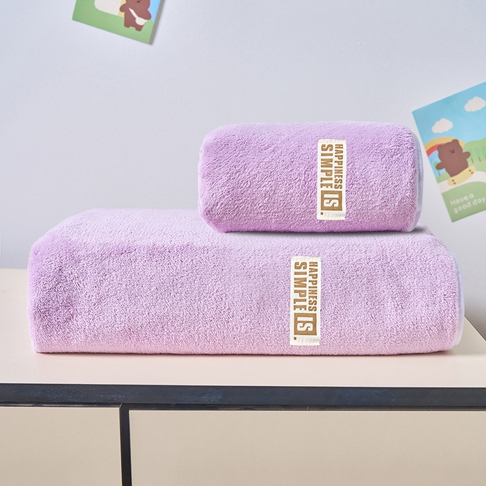 91家纺网 家纺一手货源 找家纺 棠薇家纺 2025新款速干浴巾厚款强吸水超细纤维浴巾毛巾套件 单浴巾-紫 140*70cm