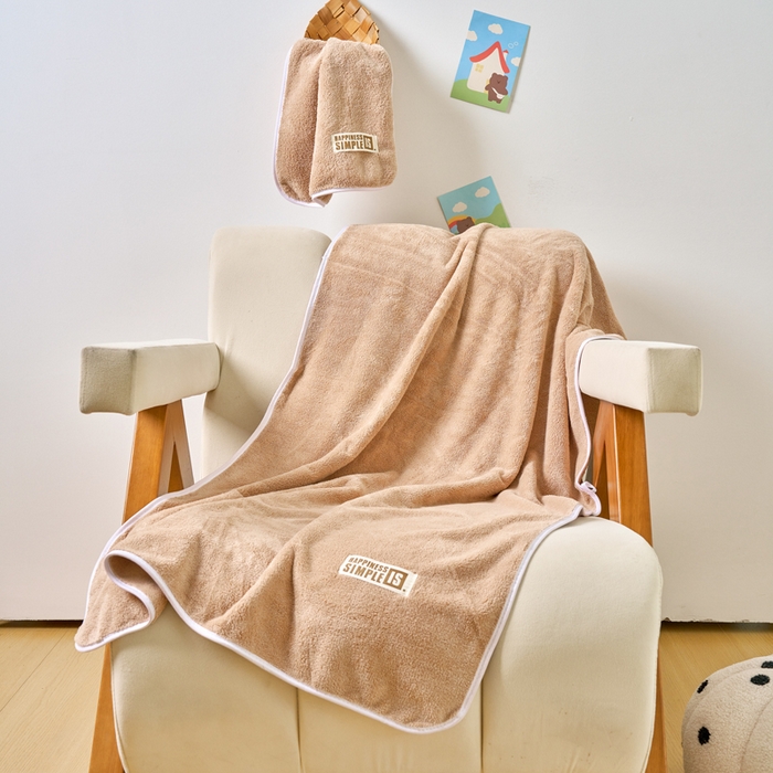 91家纺网 家纺一手货源 找家纺 棠薇家纺 2025新款速干浴巾厚款强吸水超细纤维浴巾毛巾套件 单浴巾-驼 140*70cm