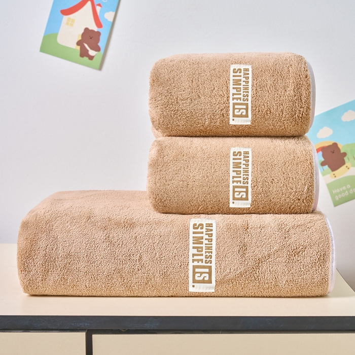 91家纺网 家纺一手货源 找家纺 棠薇家纺 2025新款速干浴巾厚款强吸水超细纤维浴巾毛巾套件 单浴巾-驼 140*70cm