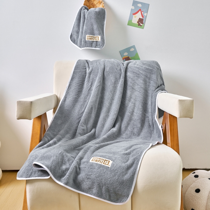 91家纺网 家纺一手货源 找家纺 棠薇家纺 2025新款速干浴巾厚款强吸水超细纤维浴巾毛巾套件 单浴巾-灰 140*70cm