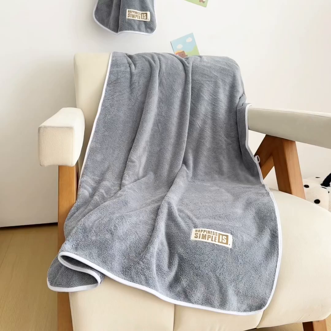 91家纺网 家纺一手货源 找家纺 棠薇家纺 2025新款速干浴巾厚款强吸水超细纤维浴巾毛巾套件 单浴巾-灰 140*70cm