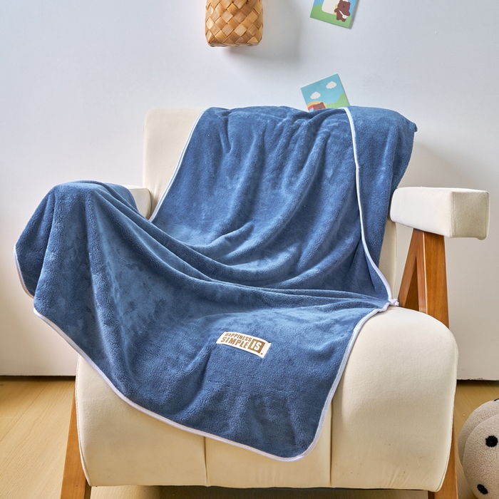 棠薇家纺 2025新款速干浴巾厚款强吸水超细纤维浴巾毛巾套件 单浴巾-蓝 140*70cm