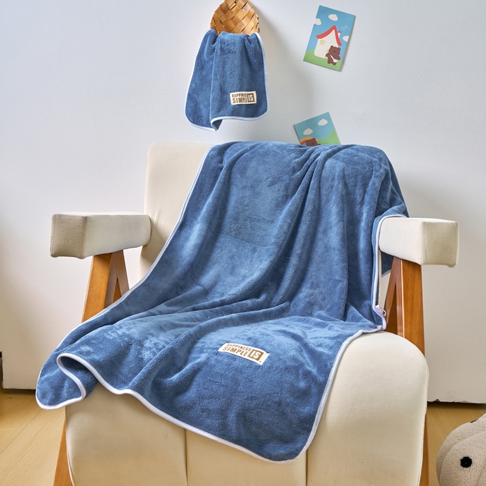 91家纺网 家纺一手货源 找家纺 棠薇家纺 2025新款速干浴巾厚款强吸水超细纤维浴巾毛巾套件 单浴巾-蓝 140*70cm