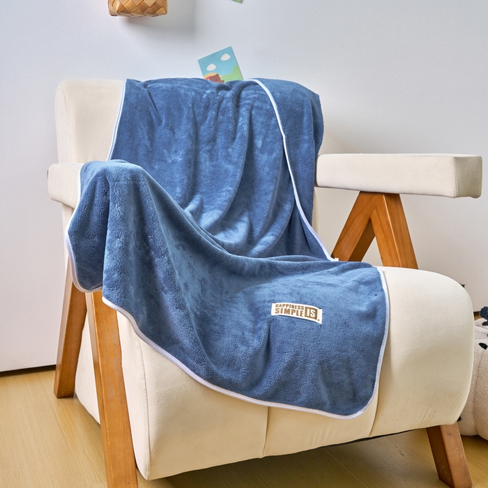 91家纺网 家纺一手货源 找家纺 棠薇家纺 2025新款速干浴巾厚款强吸水超细纤维浴巾毛巾套件 单浴巾-蓝 140*70cm