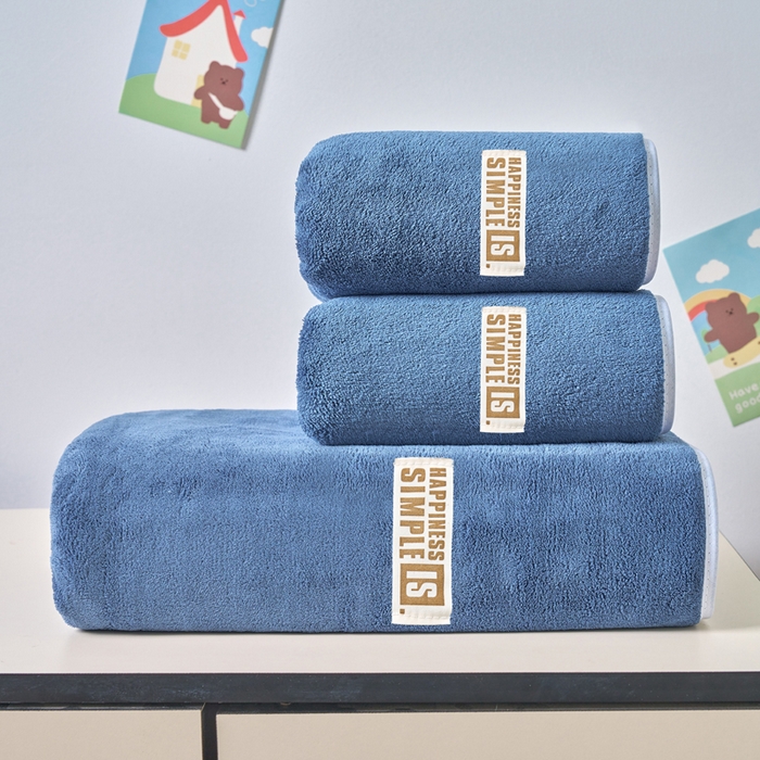 91家纺网 家纺一手货源 找家纺 棠薇家纺 2025新款速干浴巾厚款强吸水超细纤维浴巾毛巾套件 单浴巾-蓝 140*70cm