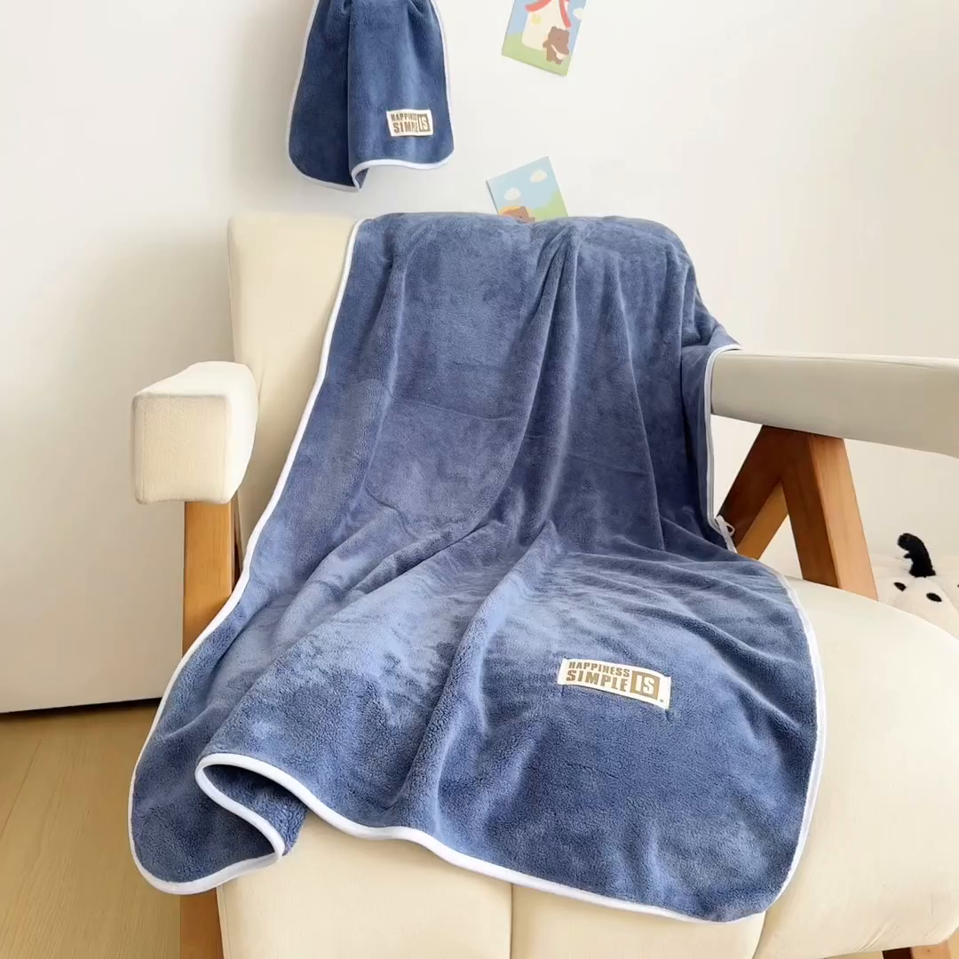 91家纺网 家纺一手货源 找家纺 棠薇家纺 2025新款速干浴巾厚款强吸水超细纤维浴巾毛巾套件 单浴巾-蓝 140*70cm