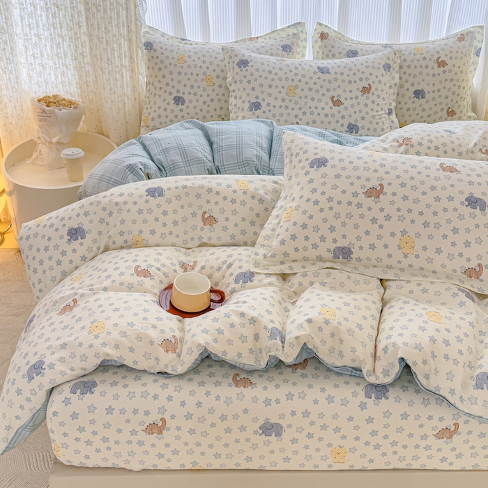 91家纺网 家纺一手货源 找家纺 （总1）安逸家纺 12868 新款全棉床笠四件套床罩学生纯棉床笠款三件套