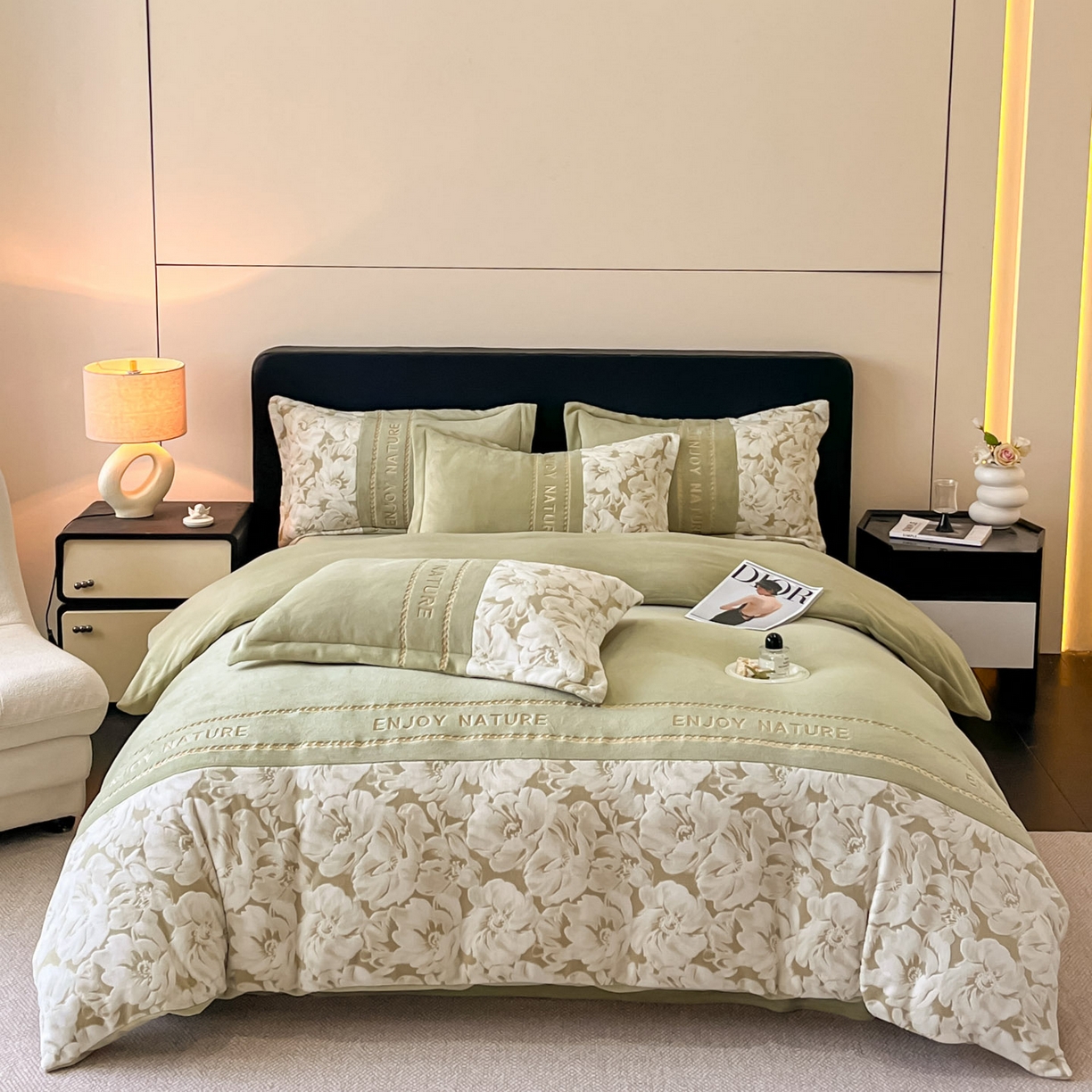 91家纺网 家纺一手货源 找家纺 博纳家纺 2024新款水貂绒印花系列四件套 斑尼路