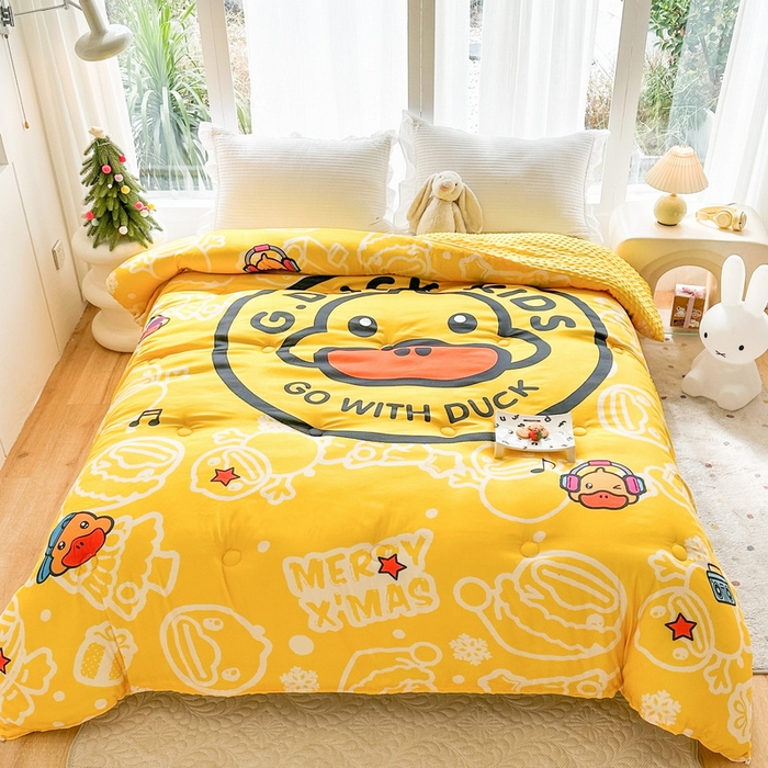 91家纺网 家纺一手货源 找家纺 一电 2025新款跨境电商可真空儿童豆豆被幼儿园秋冬被芯宝宝婴儿午睡-第三批 黄小鸭