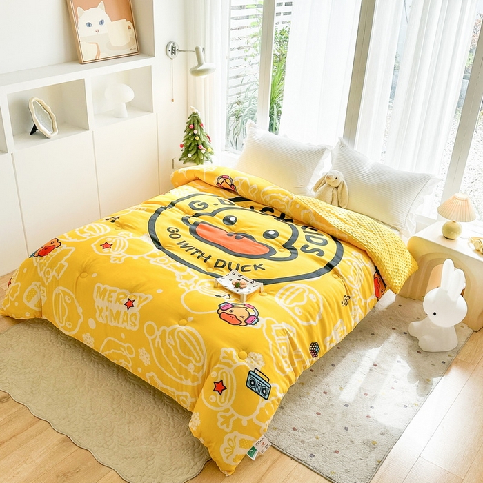 91家纺网 家纺一手货源 找家纺 一电 2025新款跨境电商可真空儿童豆豆被幼儿园秋冬被芯宝宝婴儿午睡-第三批 黄小鸭