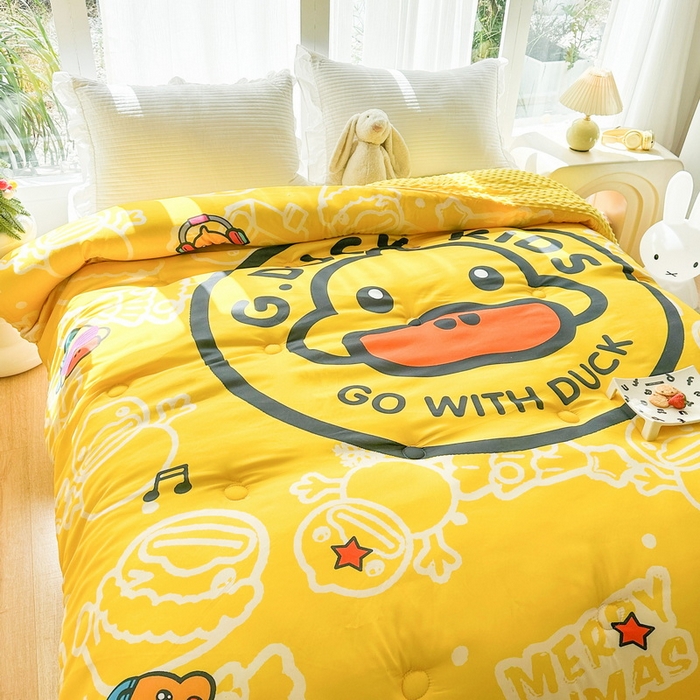 91家纺网 家纺一手货源 找家纺 一电 2025新款跨境电商可真空儿童豆豆被幼儿园秋冬被芯宝宝婴儿午睡-第三批 黄小鸭