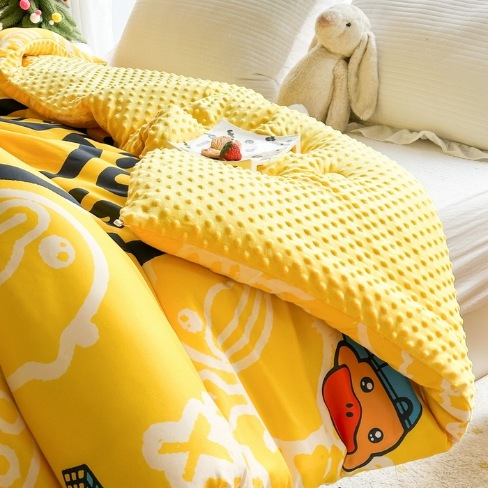 91家纺网 家纺一手货源 找家纺 一电 2025新款跨境电商可真空儿童豆豆被幼儿园秋冬被芯宝宝婴儿午睡-第三批 黄小鸭